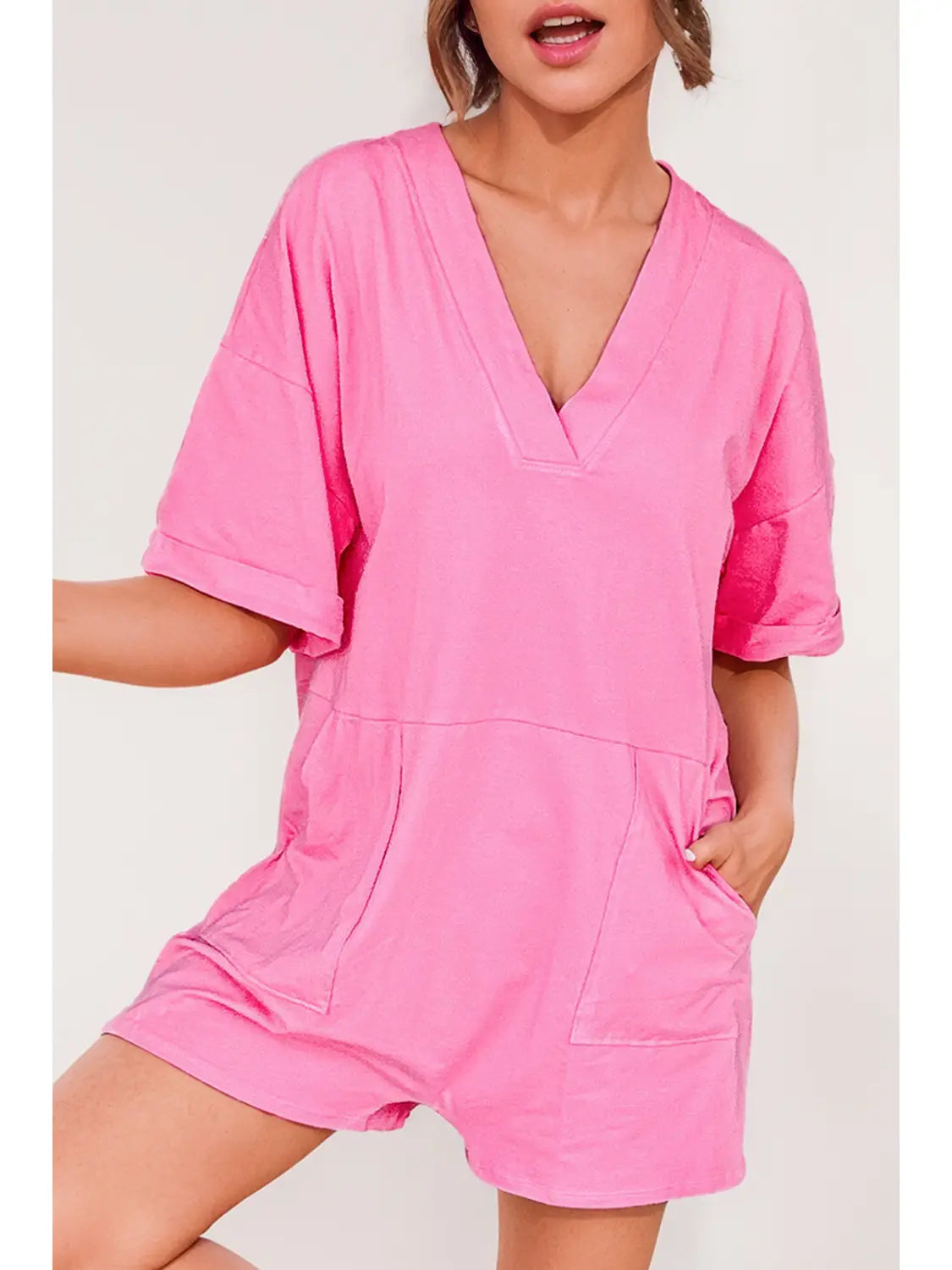 Hot Pink Loose Fit Romper