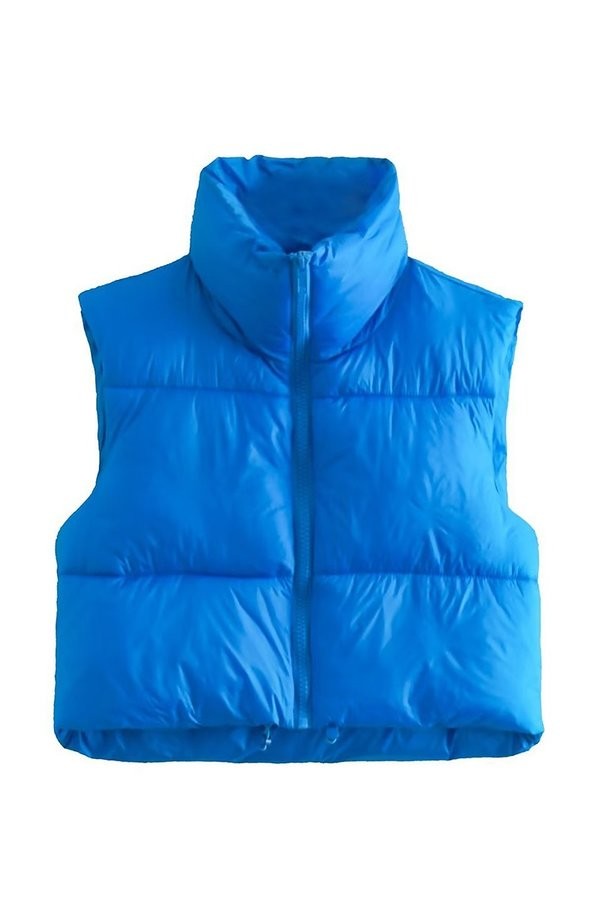 Blue Cropped Puffer Vest