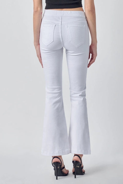 Cello White Petite Flare Pull On Jeans