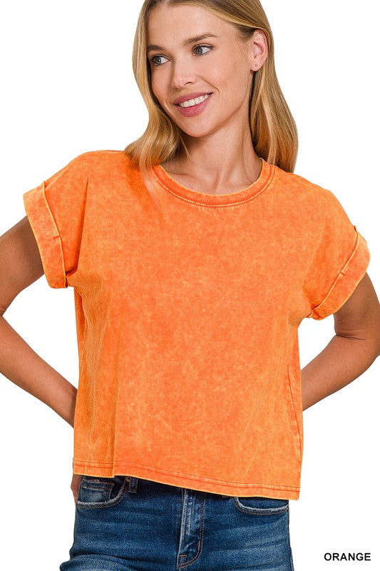 Acid Wash Orange Crop Tee