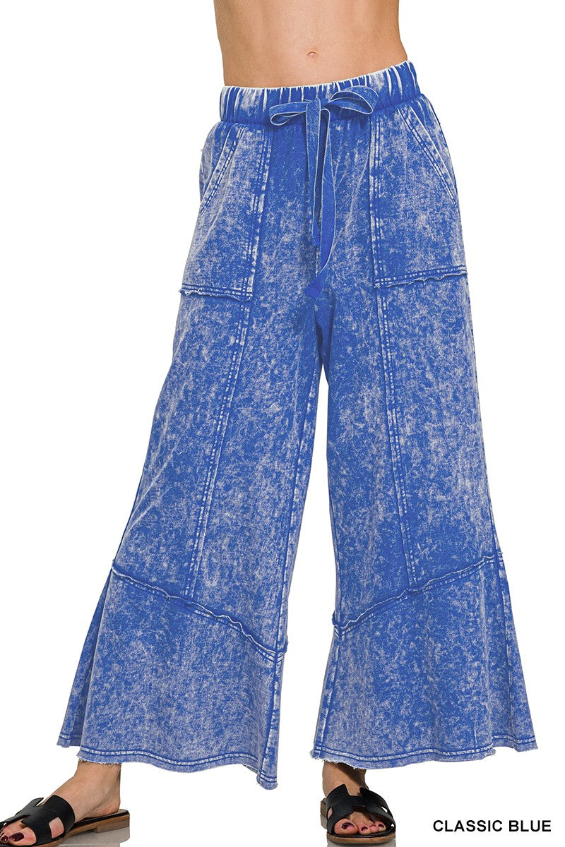 Blue Acid Washed Exposed Seam Flare