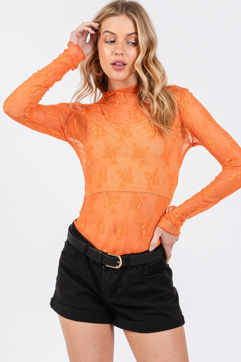 Long Sleeve Floral Lace Top
