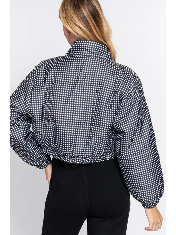 Black and White Print Puffer Jacket