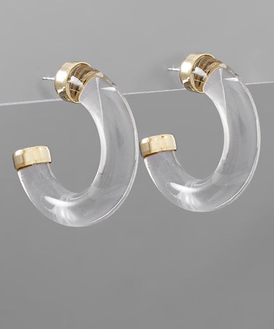 Clear Gold Capped Hoops