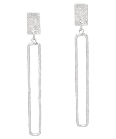 Matte Silver Bar Earrings