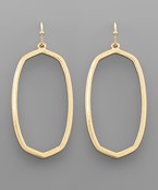 Round Hexagon Gold Dangle Earrings
