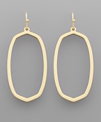 Round Hexagon Matte Gold Dangle Hoops