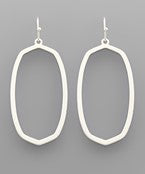 Round Hexagon Matte Silver Dangle Earrings