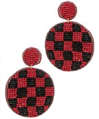 Black and Red Checked Earrings