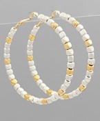 Silver and Gold Small Square Beaded Hoops