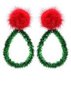Green Tinsel With Red Pom