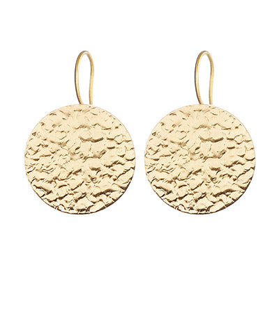 Gold Hammered Disc Earrings
