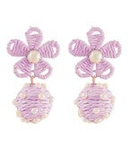 Lavender Raffia Flower Earrings