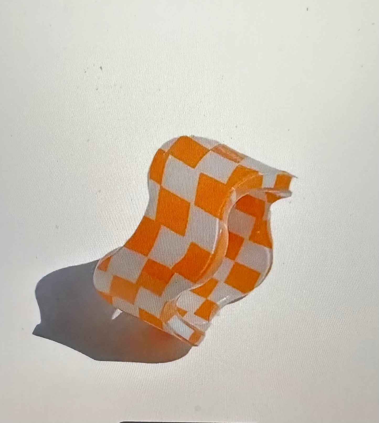 Orange and White Checkered Ring