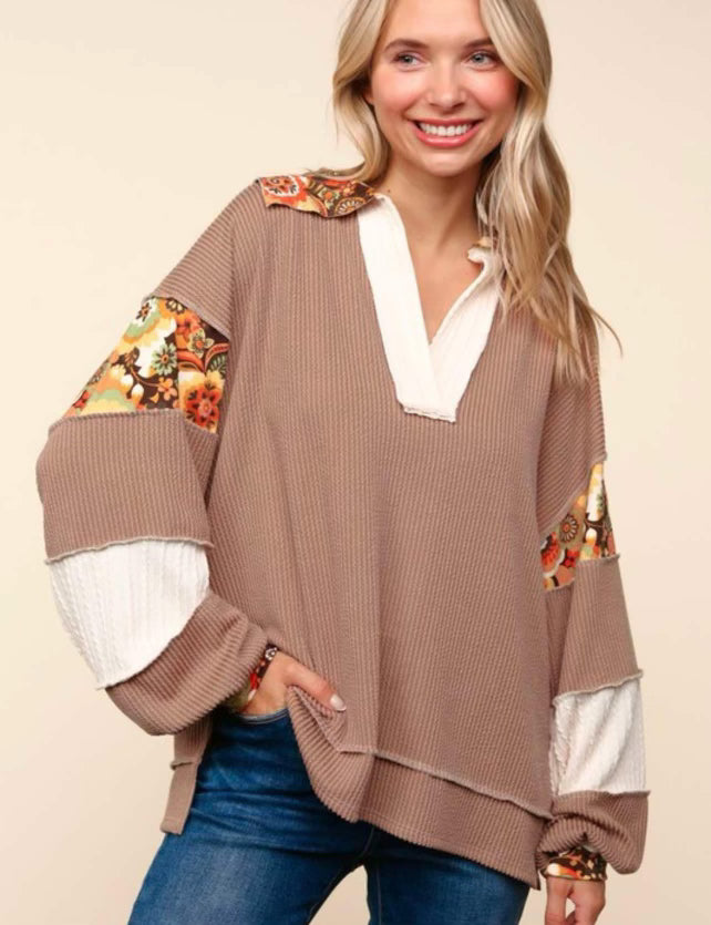 Textured and Patterned Top