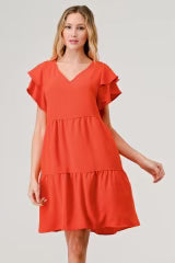 Orange Tiered Babydoll Dress