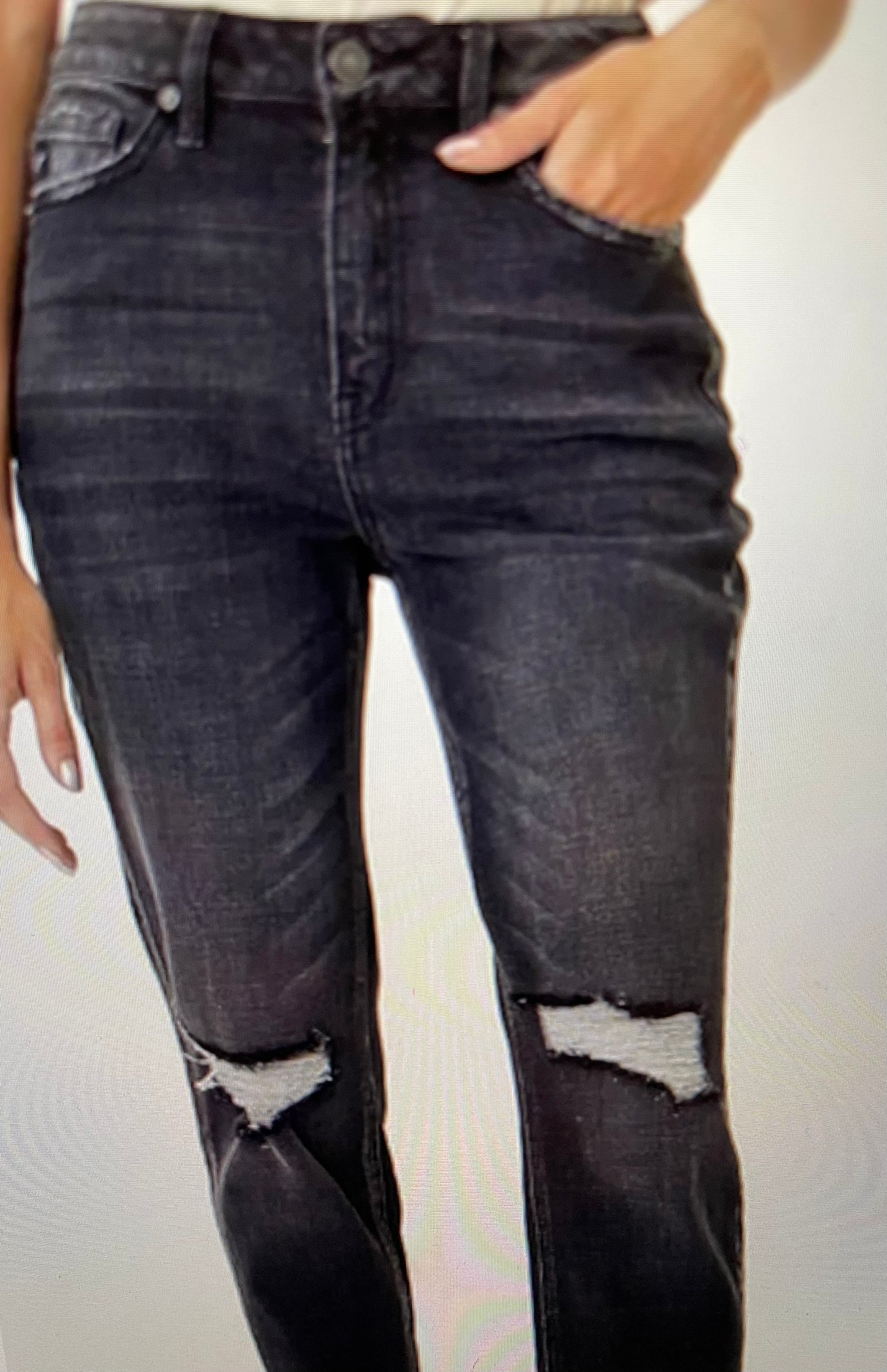 High Rise Black Faded Ankle