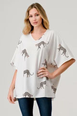 Cream Cheetah Print Top Curvy