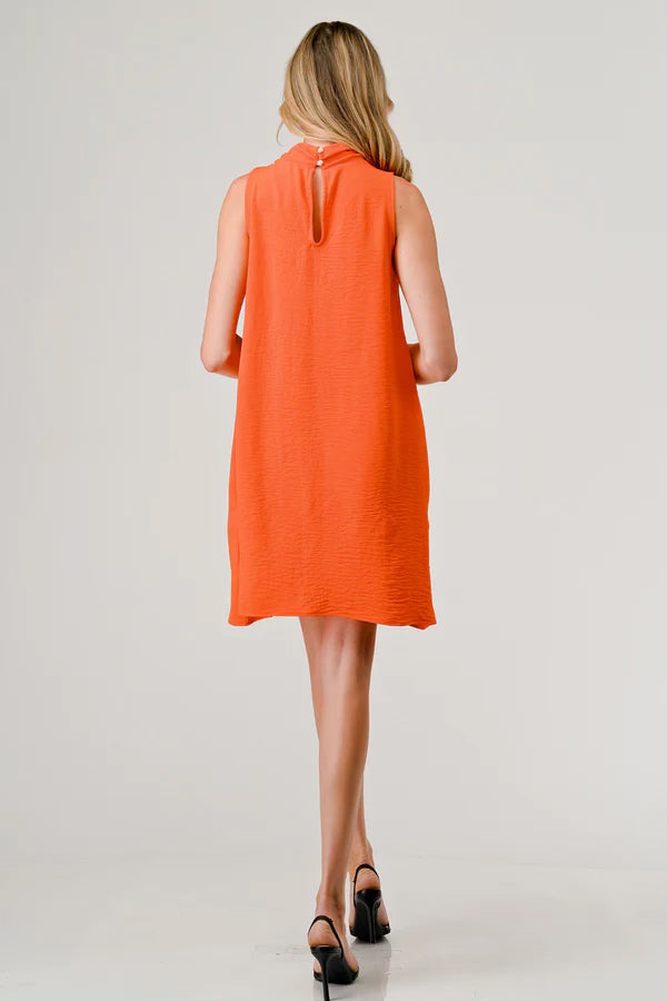 Orange Cowl Neck Dress