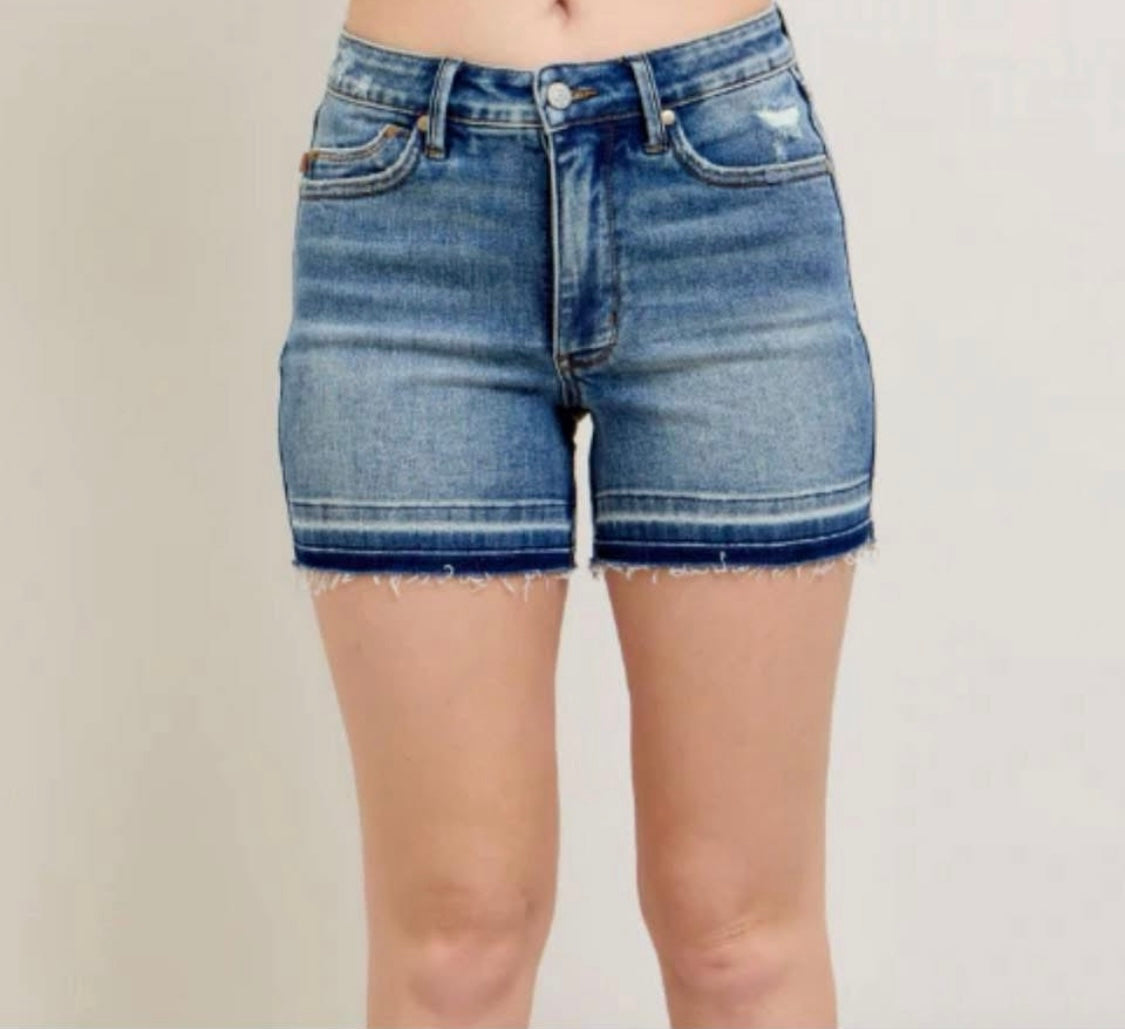 Mixed Hem Judy Blue Tummy Control Shorts