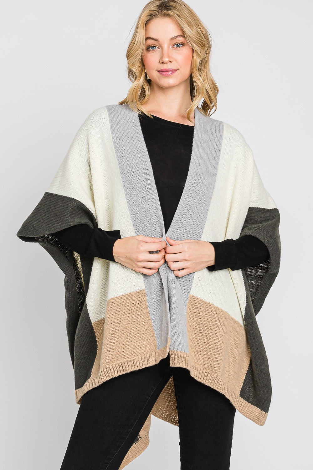 Green Color Block Kimono
