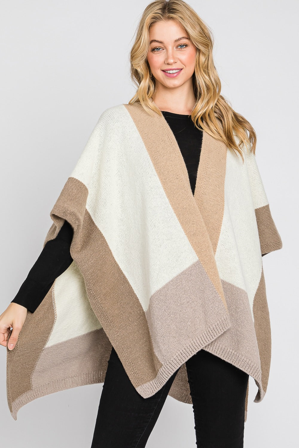 Khaki Color Block Kimono