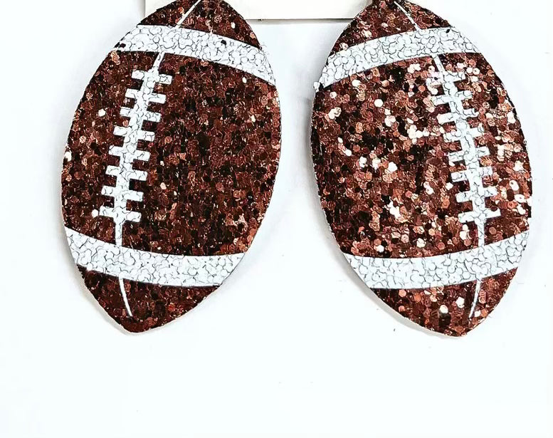 Brown Glitter Football Earrings
