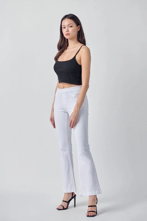 Cello White Petite Flare Pull On Jeans