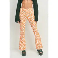 Orange and White Retro Flare Pants