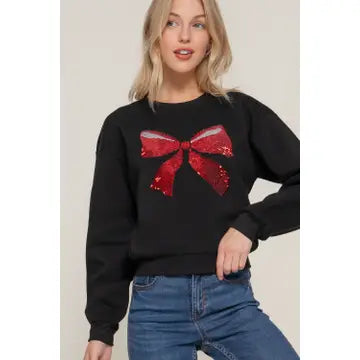 Black Christmas Bow Sweatshirt