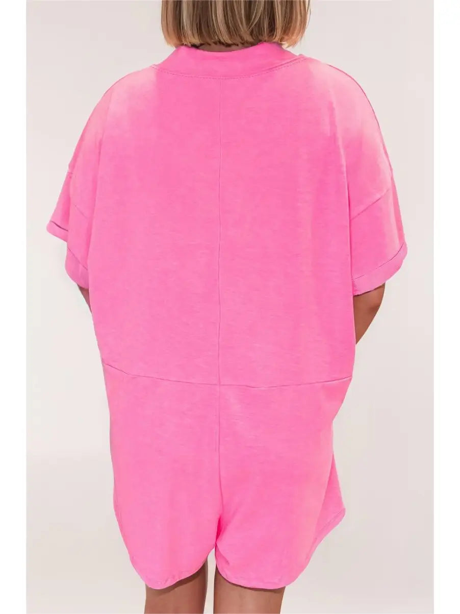 Hot Pink Loose Fit Romper