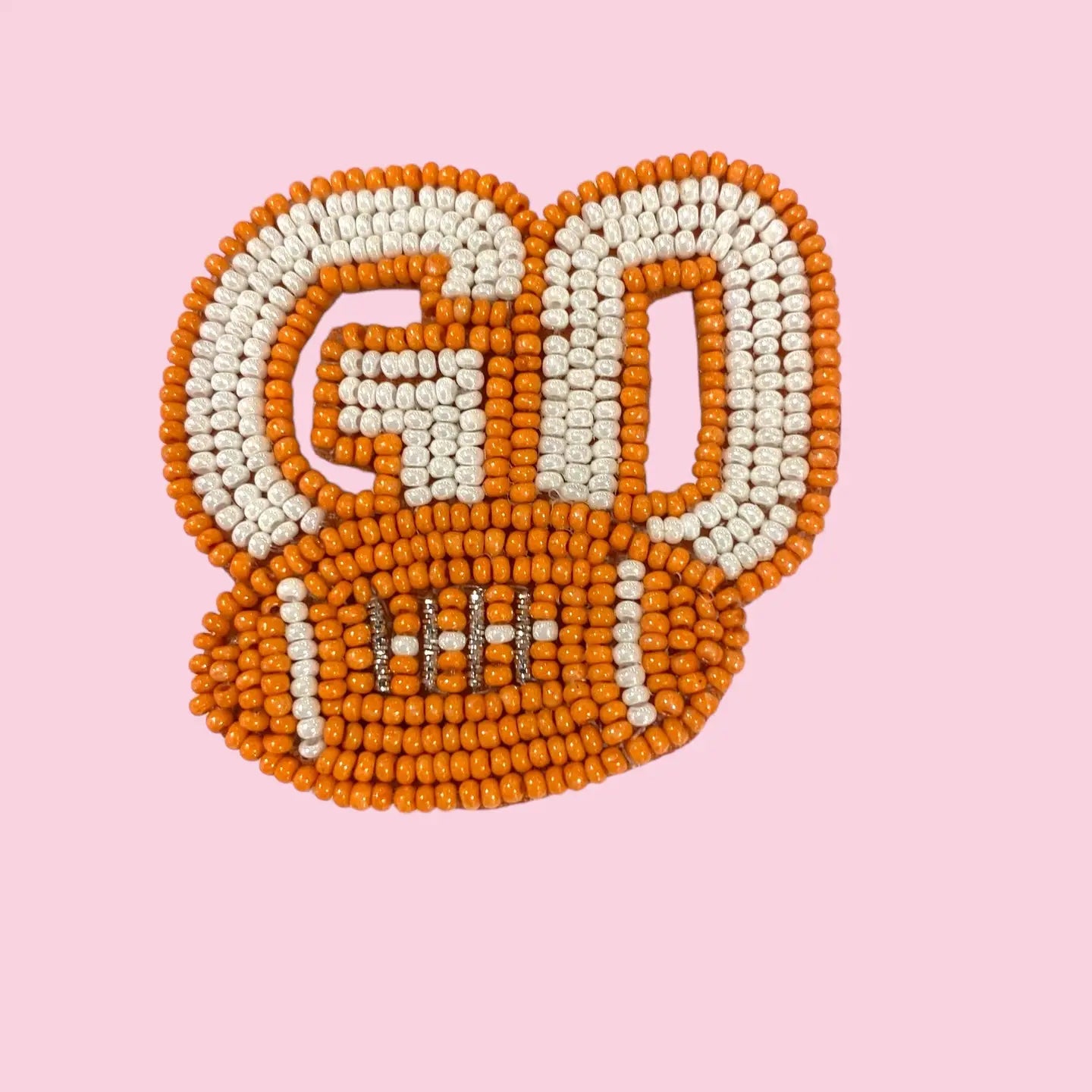 Orange Beaded Go Game Day Pin