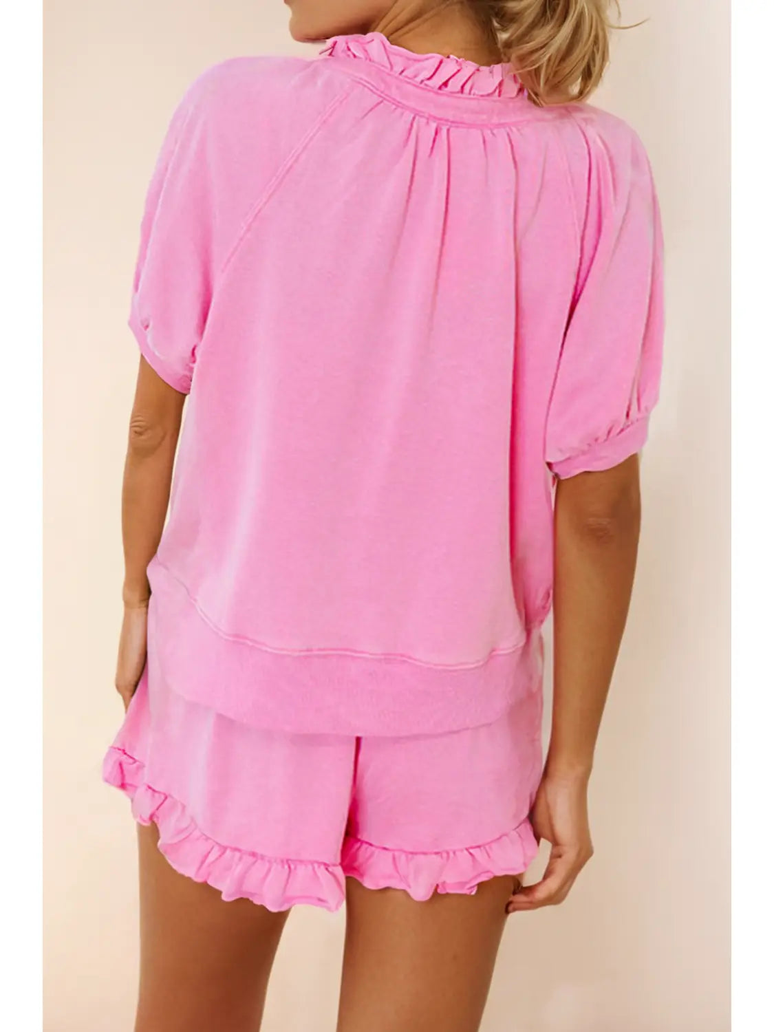 Pink Ruffle Short Set