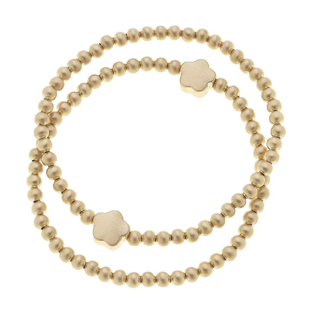 Gold Flower Bead Stretch Ball Bracelet