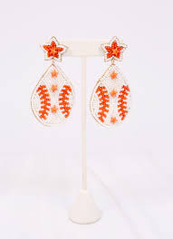 First Pitch Beaded Baseball Earrings