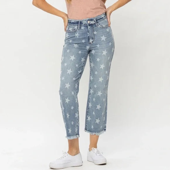 Judy Blue High Waist Crop Star Jeans