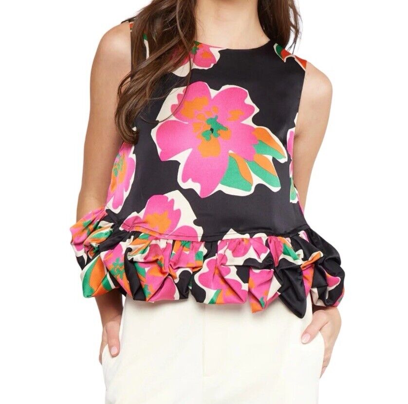 Floral Flounce Sleeveless Top