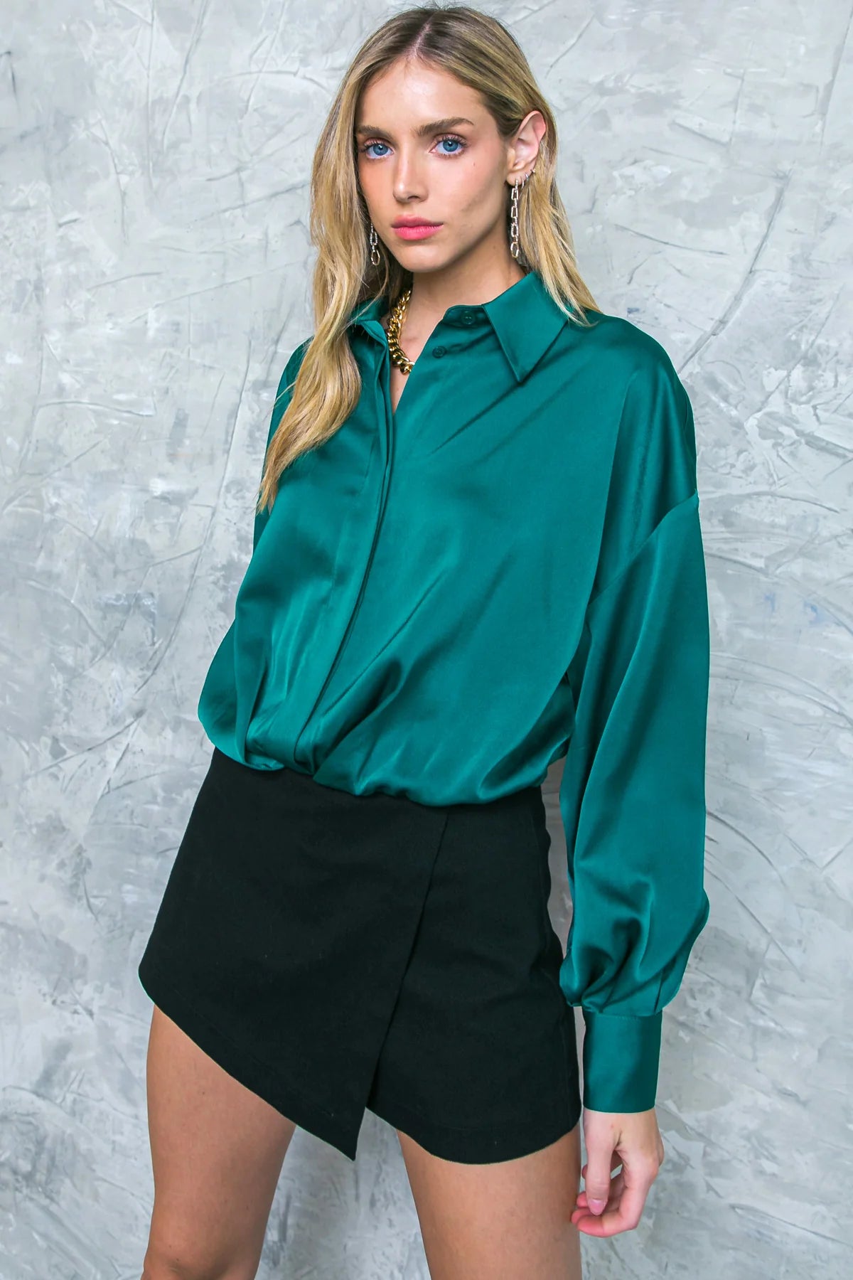 Teal Lantern Sleeve Top