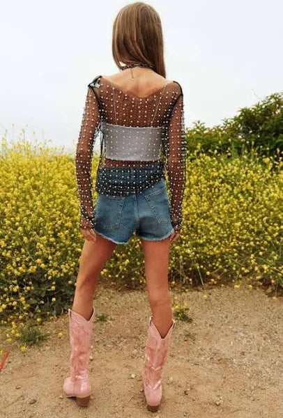 Black Pearl and Mesh Top