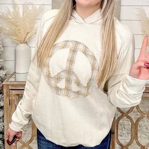 Cream Peace Sign Hoodie