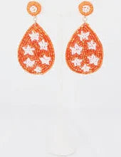 Orange Beaded Star Earrings