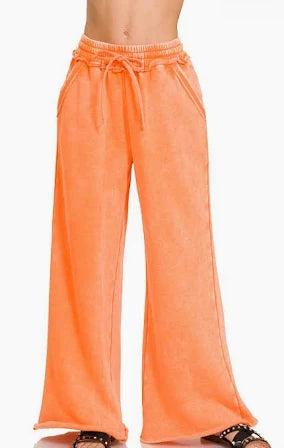 Orange Mineral Washed Palazzo Pants
