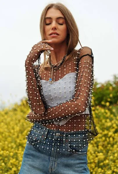 Black Pearl and Mesh Top