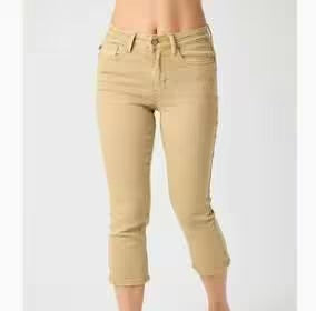 Judy Blue Khaki Garment Washed Capris