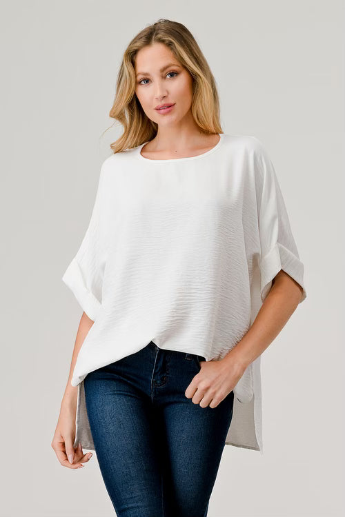 White Cuffed Sleeved Airflow Tunic