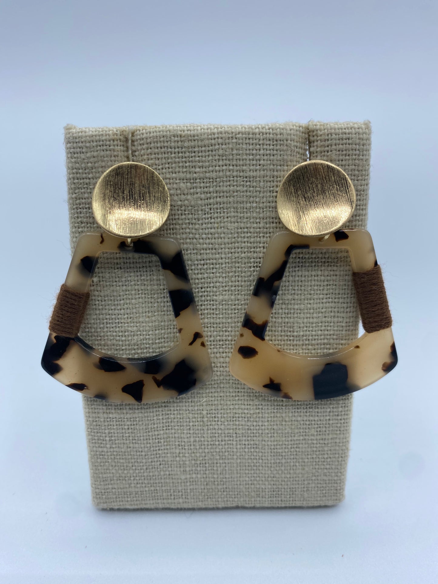 Two-Toned Triangle Earrings with Gold