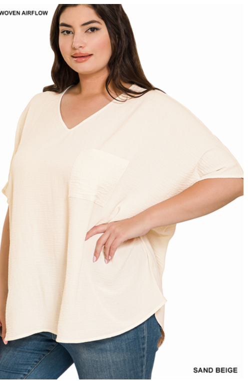 Sand Beige Airflow Top Curvy
