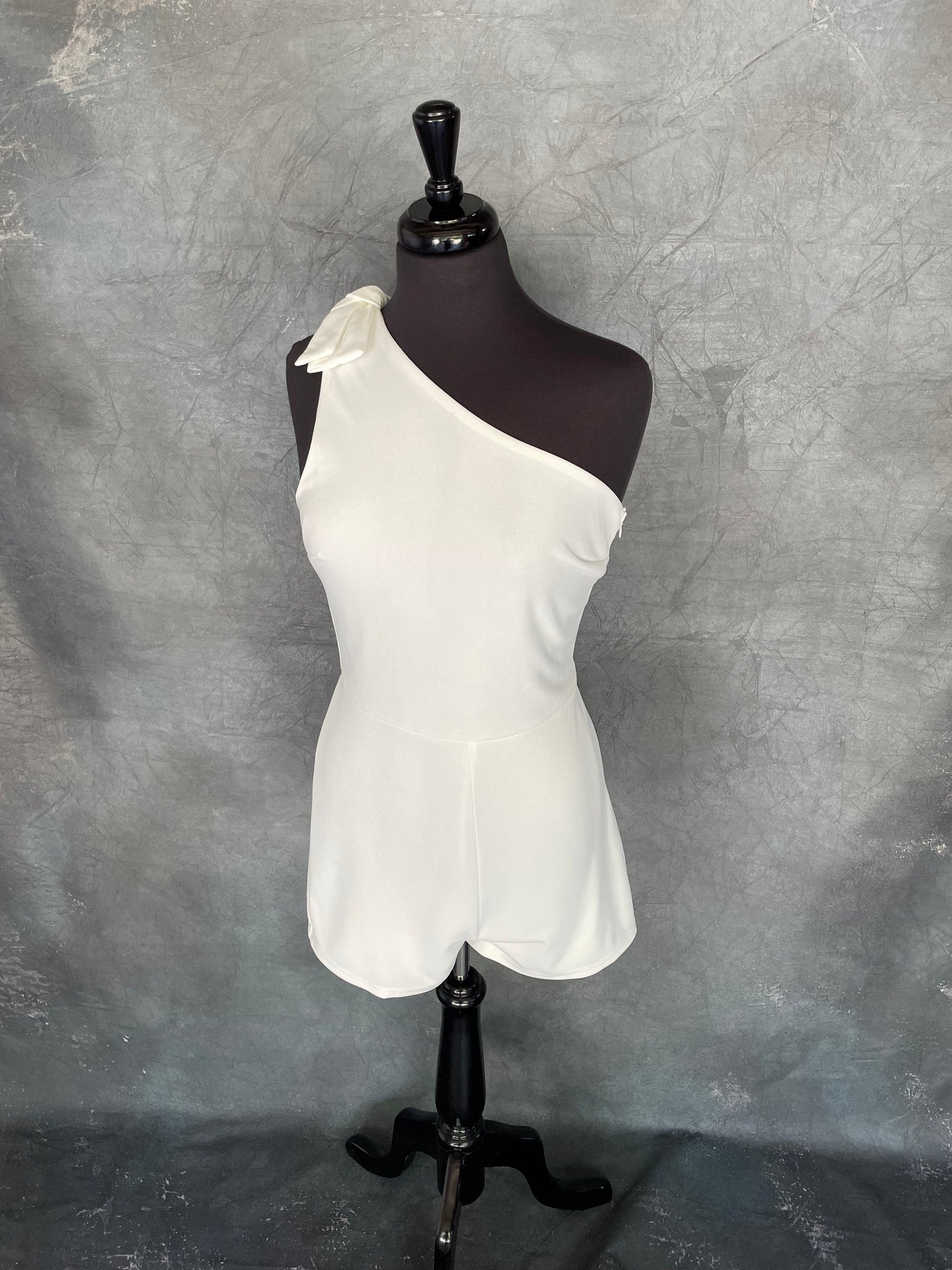White Off The Shoulder Romper With Bow
