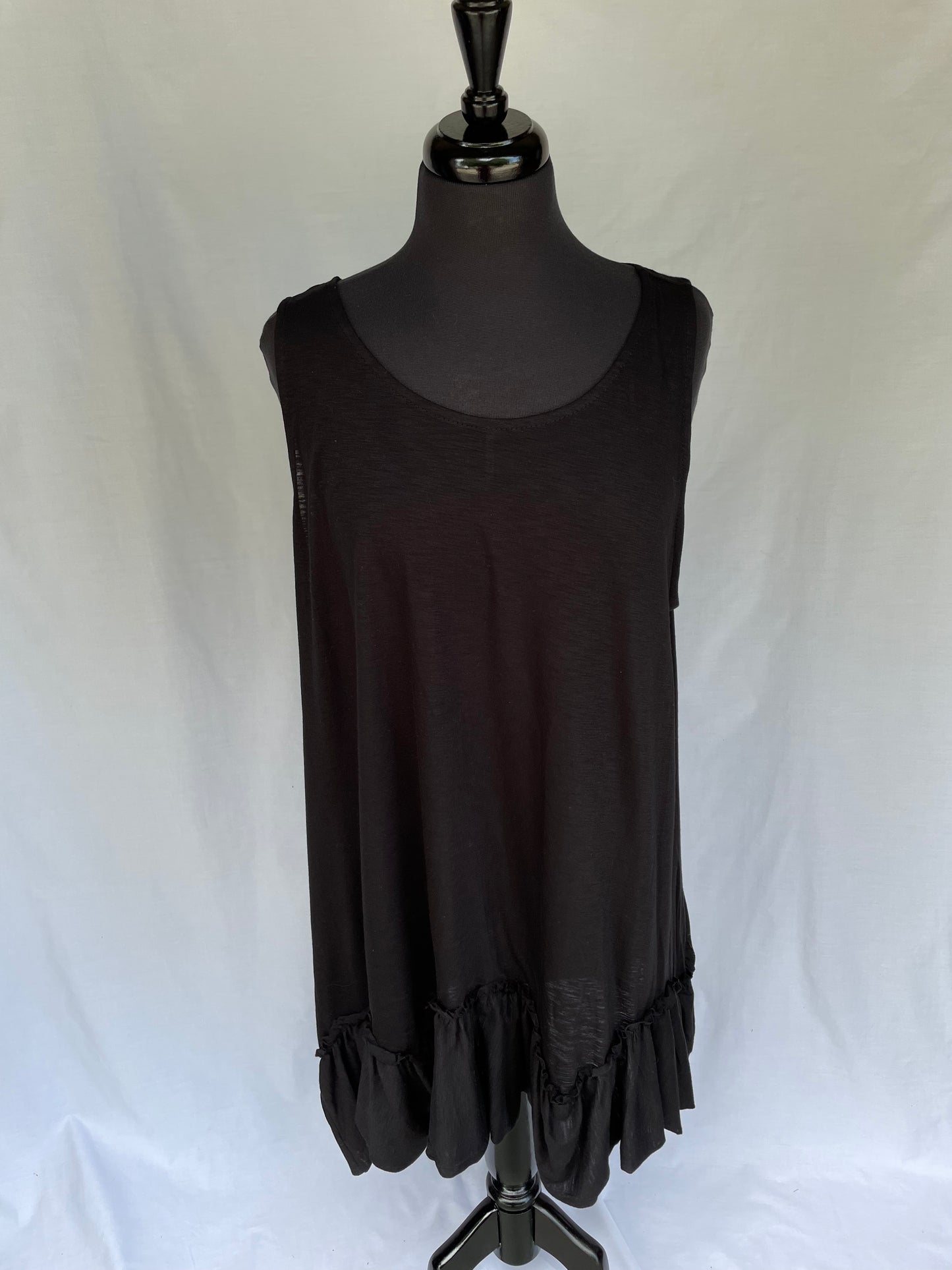 Curvy Girl Black Ruffled Tank