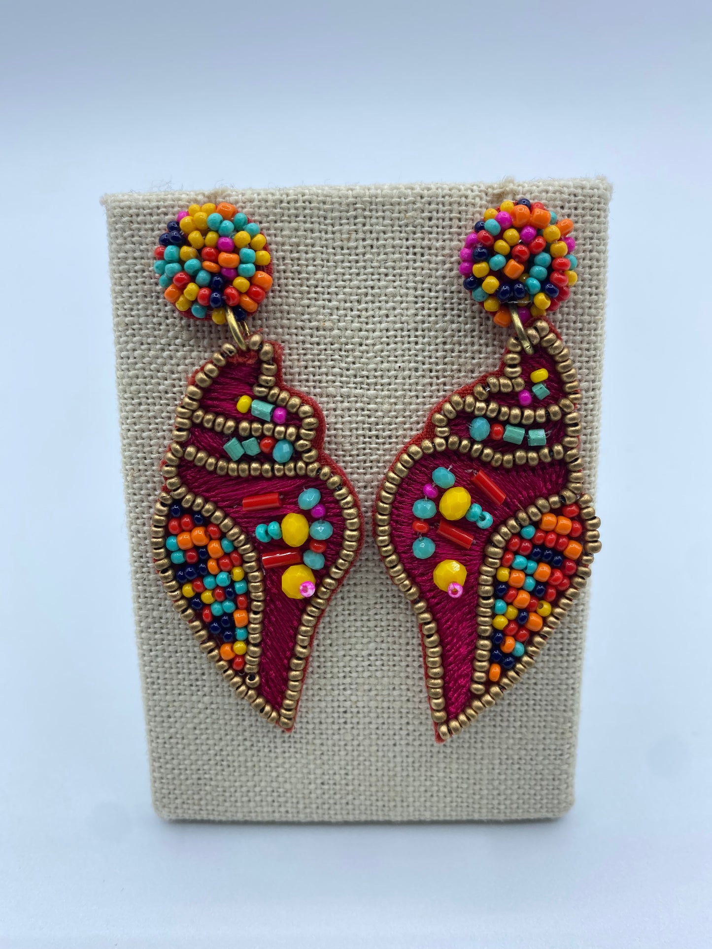 Hot Pink and Multi-Colored Shell Earrings